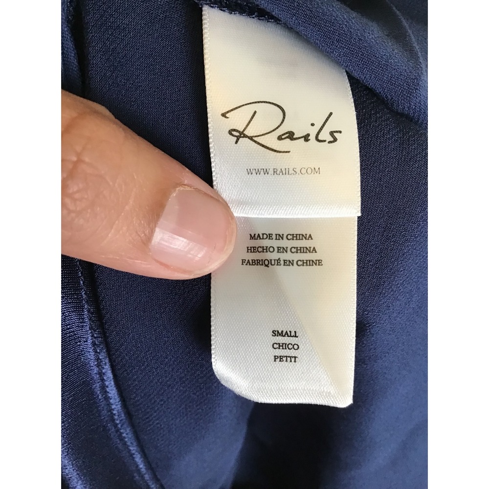 Rails Women's Navy High Neck Sleeveless Solene Satin Midi Dress Size S NWT - Picture 5 of 8